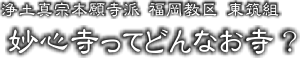 東筑組 ○○寺ってどんなお寺